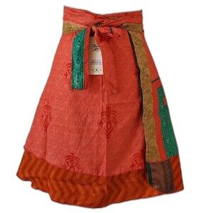 Wevez Clothing Wrap Skirt Silk Blend Reversible One Size Boho Lagen Look NWT